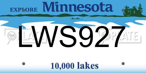 LWS927 Minnesota License Plate