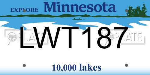 LWT187 Minnesota License Plate