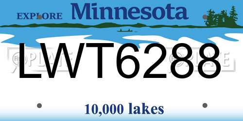LWT6288 Minnesota License Plate