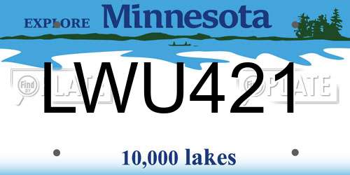 LWU421 Minnesota License Plate