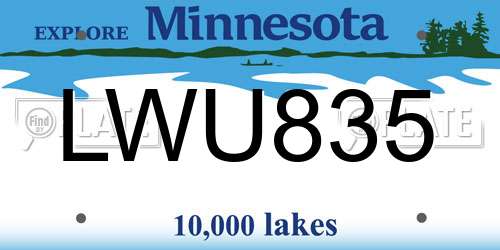 LWU835 Minnesota License Plate