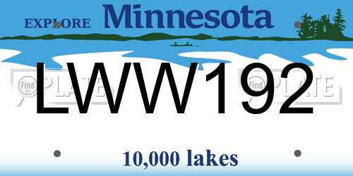 LWW192 Minnesota License Plate