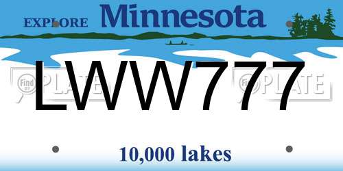 LWW777 Minnesota License Plate