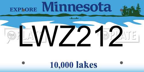 LWZ212 Minnesota License Plate