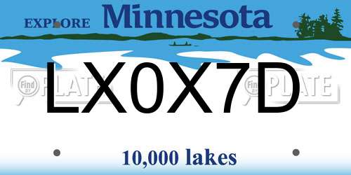 LX0X7D Minnesota License Plate