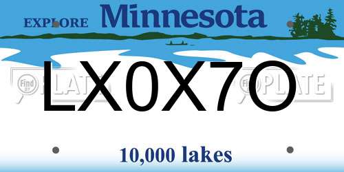 LX0X7O Minnesota License Plate