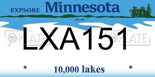 LXA151 Minnesota License Plate