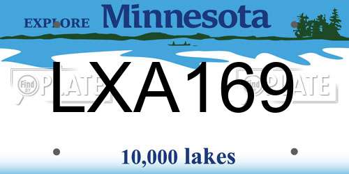 LXA169 Minnesota License Plate