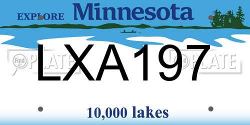 LXA197 Minnesota License Plate