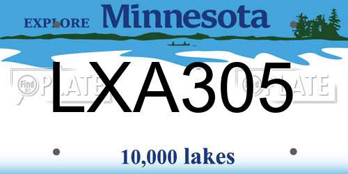 LXA305 Minnesota License Plate