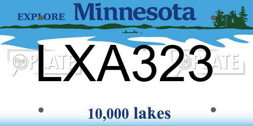 LXA323 Minnesota License Plate