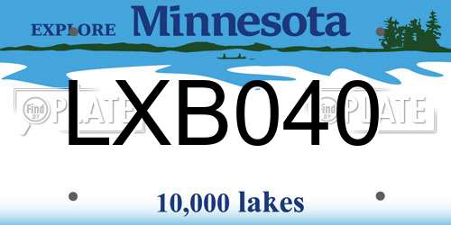LXB040 Minnesota License Plate
