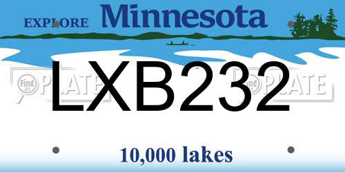 LXB232 Minnesota License Plate