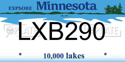 LXB290 Minnesota License Plate