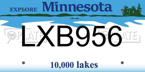 LXB956 Minnesota License Plate