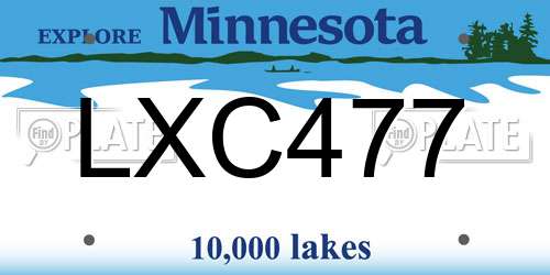 LXC477 Minnesota License Plate