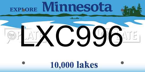 LXC996 Minnesota License Plate