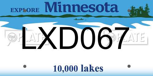 LXD067 Minnesota License Plate