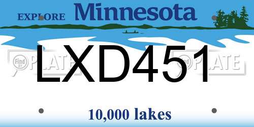 LXD451 Minnesota License Plate