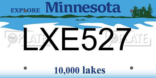 LXE527 Minnesota License Plate