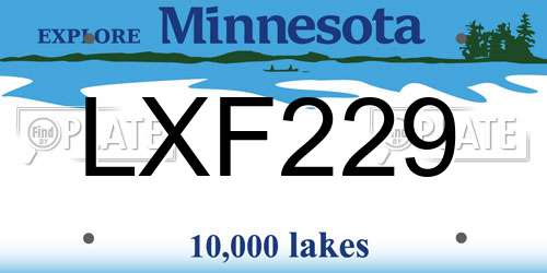 LXF229 Minnesota License Plate