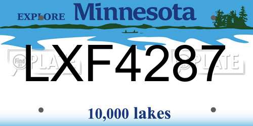 LXF4287 Minnesota License Plate
