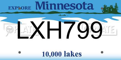 LXH799 Minnesota License Plate