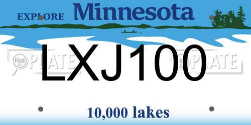 LXJ100 Minnesota License Plate
