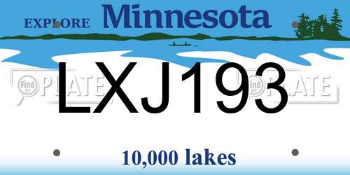 LXJ193 Minnesota License Plate