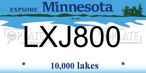 LXJ800 Minnesota License Plate