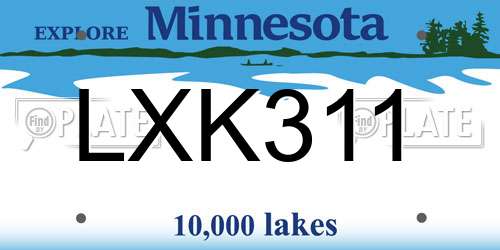 LXK311 Minnesota License Plate