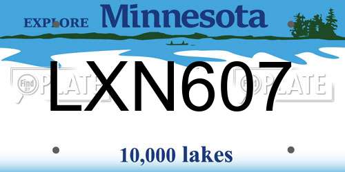 LXN607 Minnesota License Plate