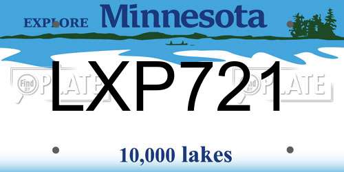 LXP721 Minnesota License Plate