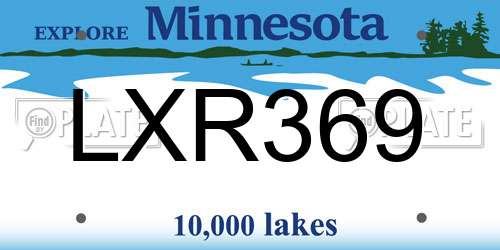 LXR369 Minnesota License Plate