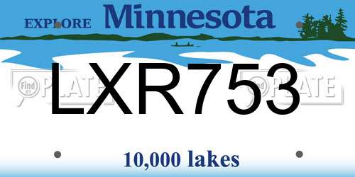LXR753 Minnesota License Plate