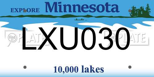 LXU030 Minnesota License Plate