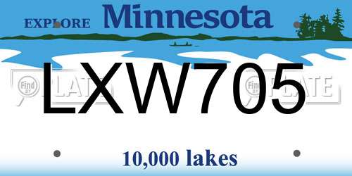 LXW705 Minnesota License Plate