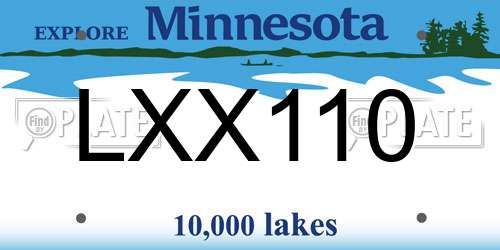 LXX110 Minnesota License Plate