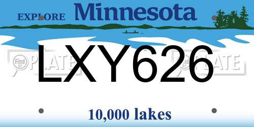 LXY626 Minnesota License Plate