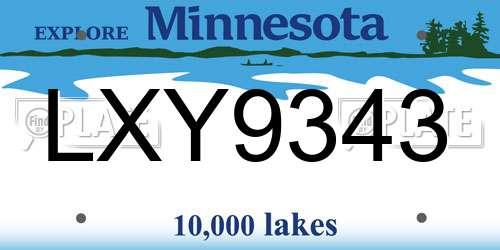 LXY9343 Minnesota License Plate