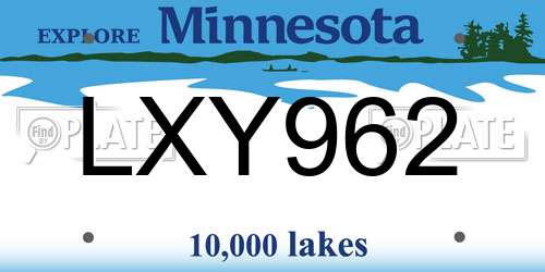 LXY962 Minnesota License Plate