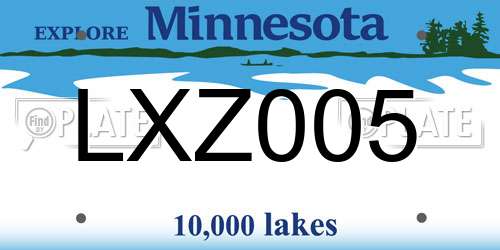 LXZ005 Minnesota License Plate