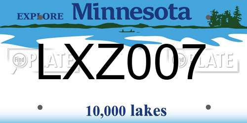 LXZ007 Minnesota License Plate