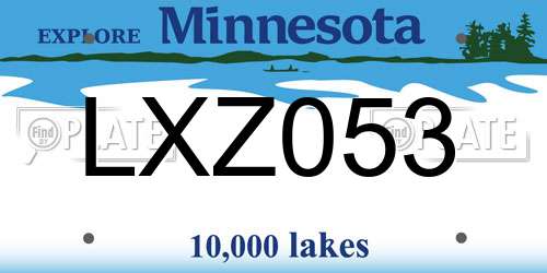 LXZ053 Minnesota License Plate
