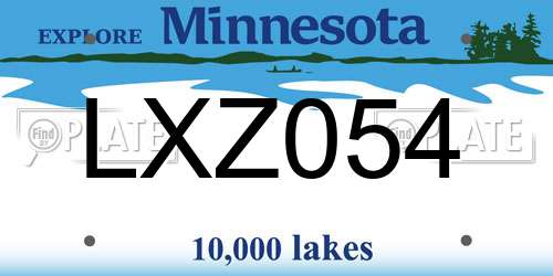 LXZ054 Minnesota License Plate