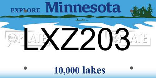 LXZ203 Minnesota License Plate