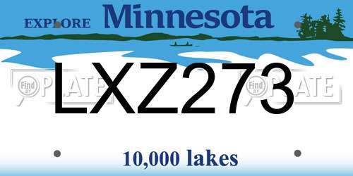 LXZ273 Minnesota License Plate