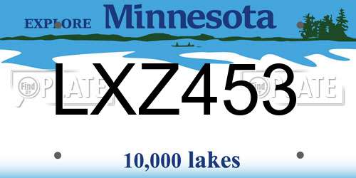 LXZ453 Minnesota License Plate