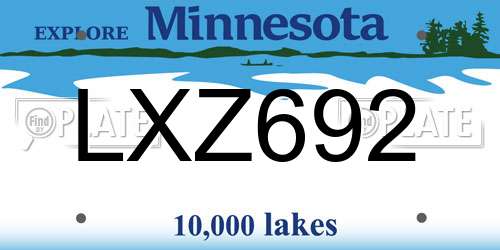 LXZ692 Minnesota License Plate