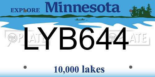 LYB644 Minnesota License Plate
